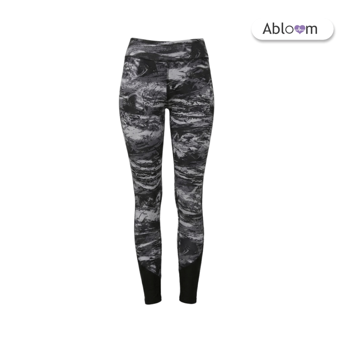 กางเกงออกกำลังกายขายาว ABLOOM ลายหินอ่อนสีดำ  ไซส์ S_0